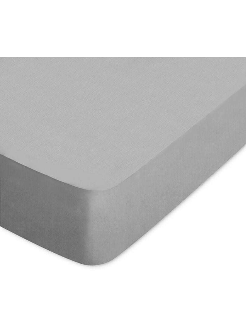 Drap Housse Uni Coton Bonnet 40 Cm 160x200 - Gris Clair - Qualité OEKO-TEX