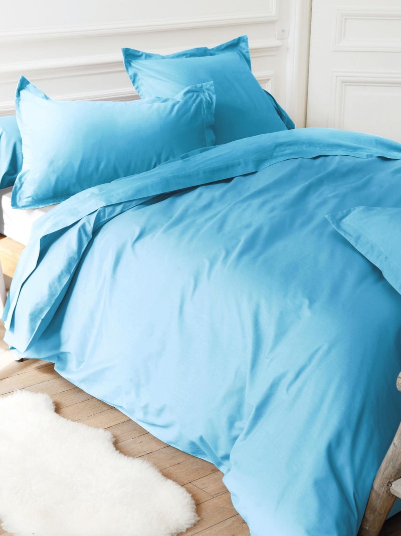 Drap housse uni coton ALTO Bonnet de 40 cm Bleu ciel - Kiabi