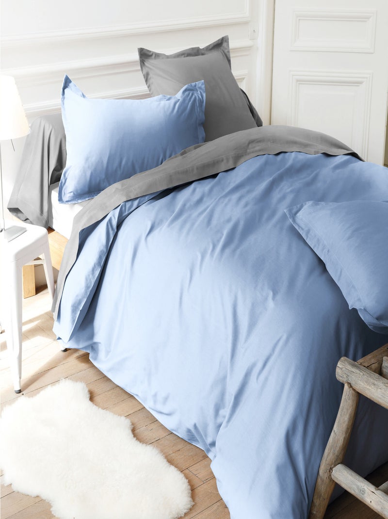 Drap housse uni coton ALTO Bonnet de 50 cm Bleu polaire - Kiabi