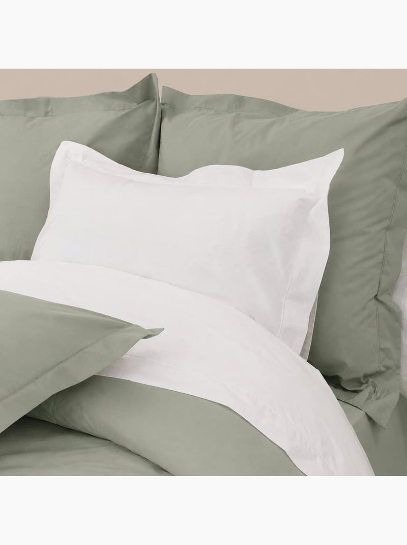 Drap housse uni coton percale 200 fils DESIREE Vert Sauge - Kiabi