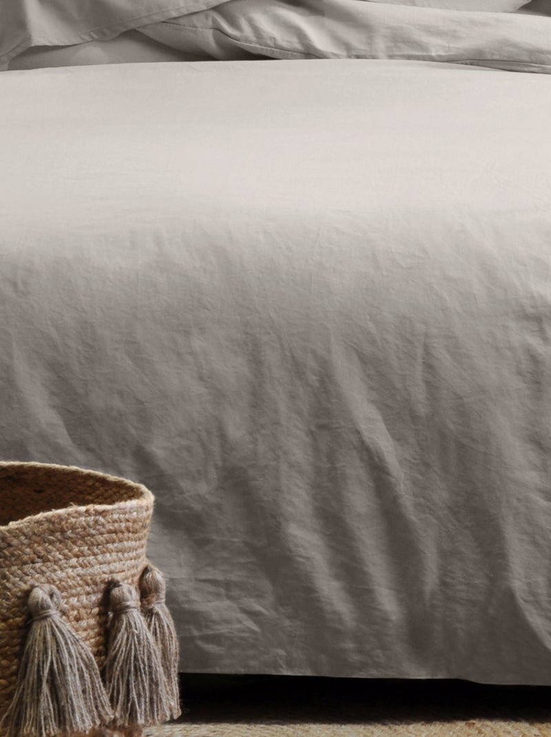 Drap housse uni en coton bio Beige - Kiabi