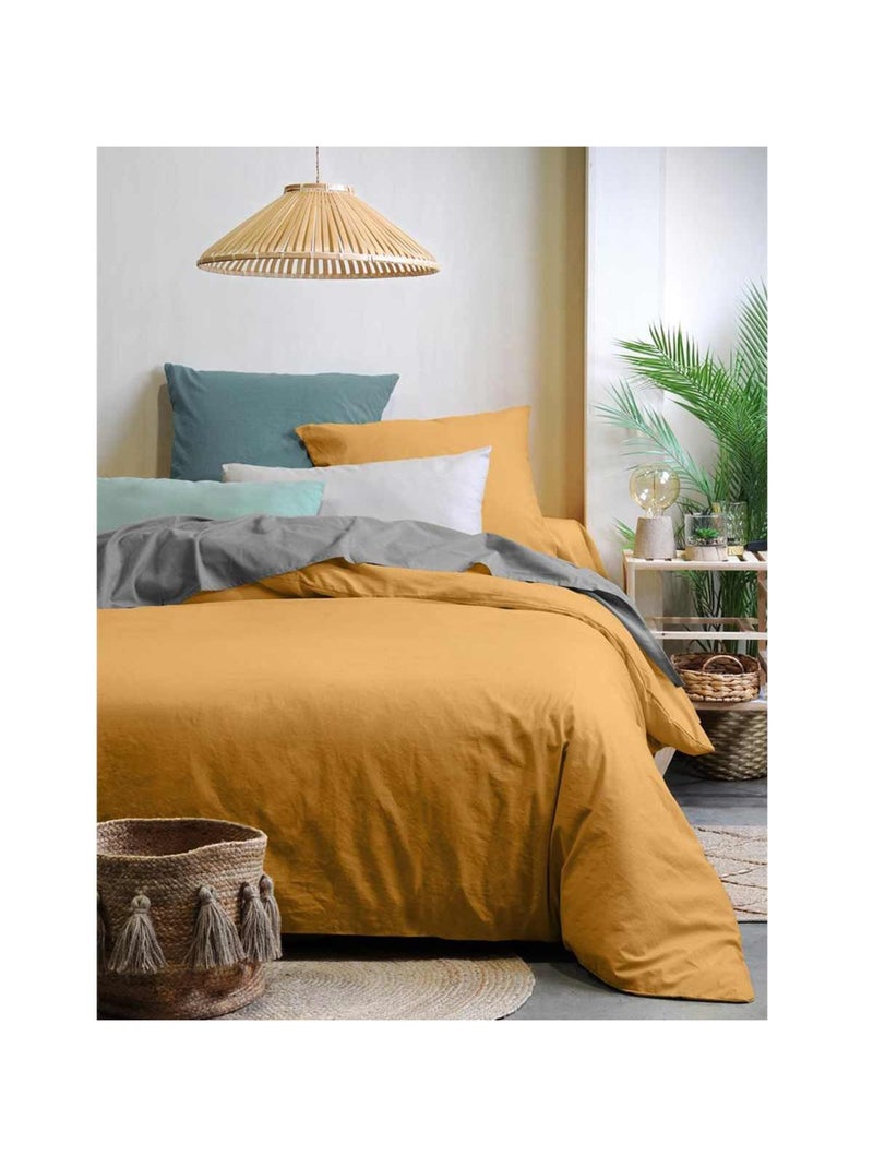 Drap housse uni en coton bio Gris - Kiabi