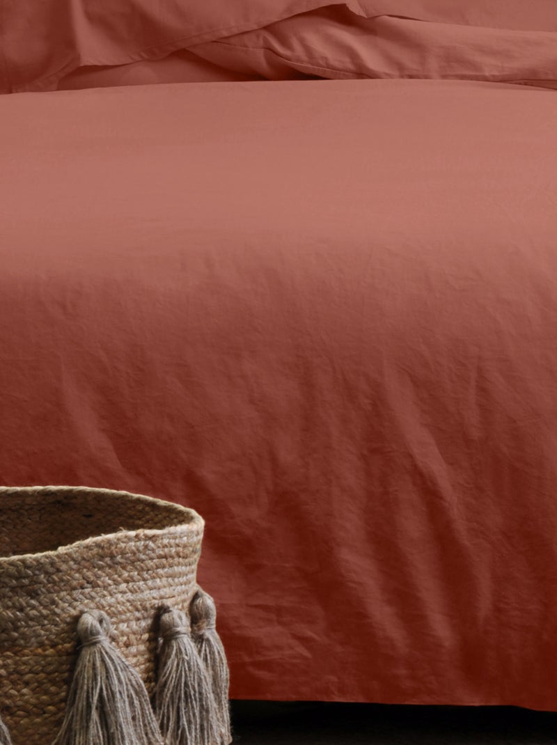 Drap housse uni en coton bio Orange - Kiabi