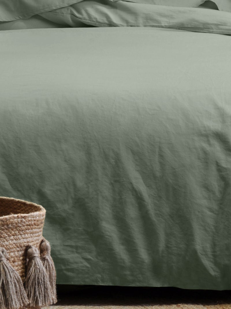 Drap housse uni en coton bio Vert olive - Kiabi