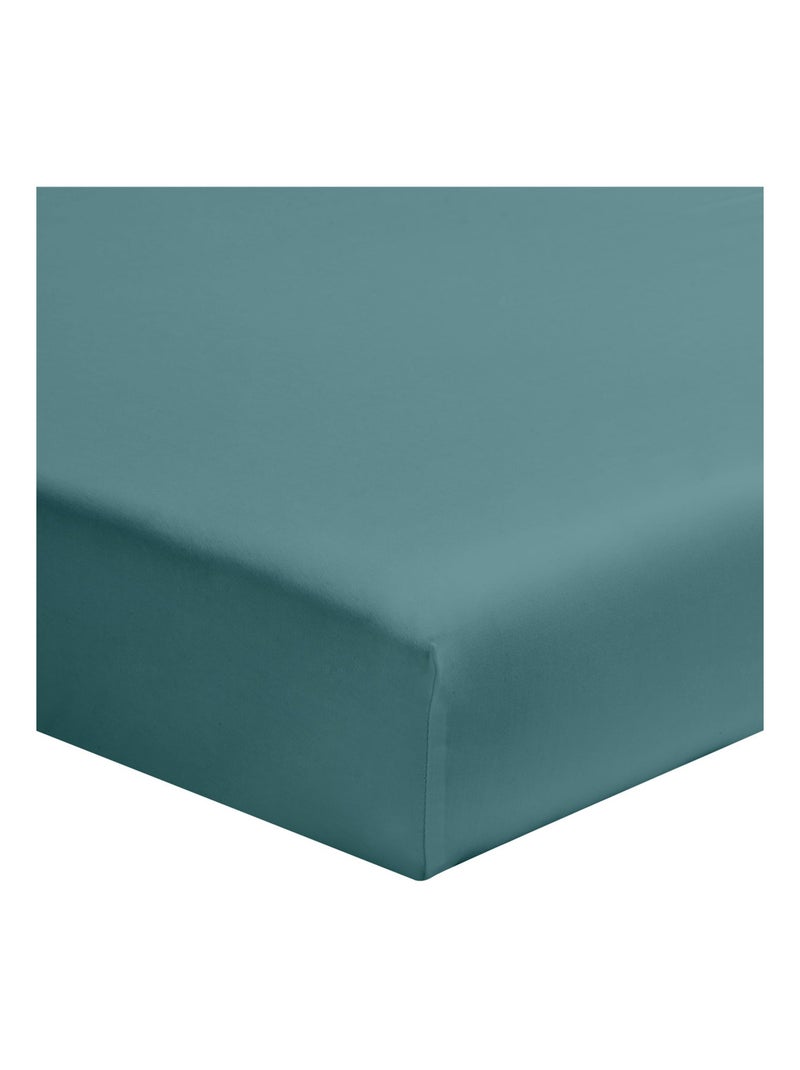 Drap housse uni en coton, bonnet 32 cm, Made in France, LES UNIS Bleu outremer - Kiabi
