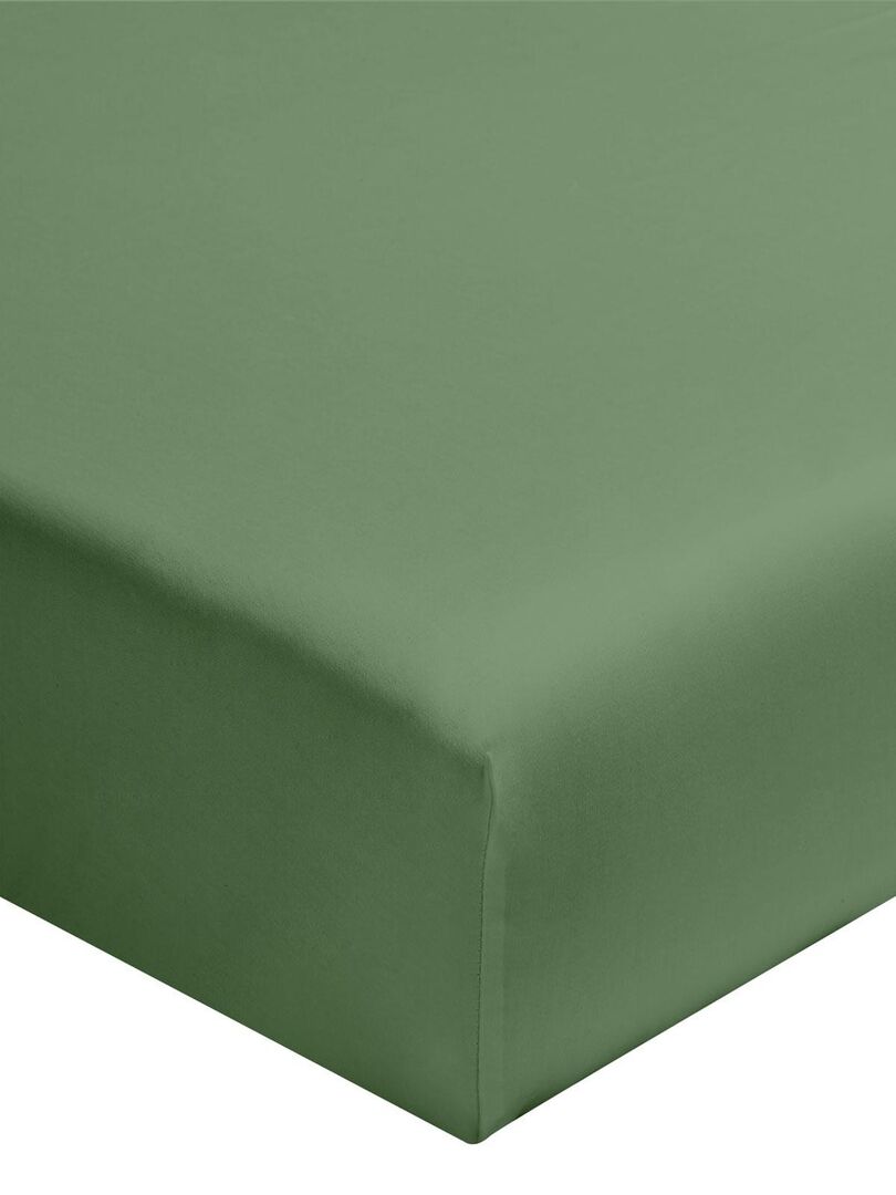 Drap housse uni en coton, bonnet 32 cm, Made in France, LES UNIS Vert d'eau - Kiabi