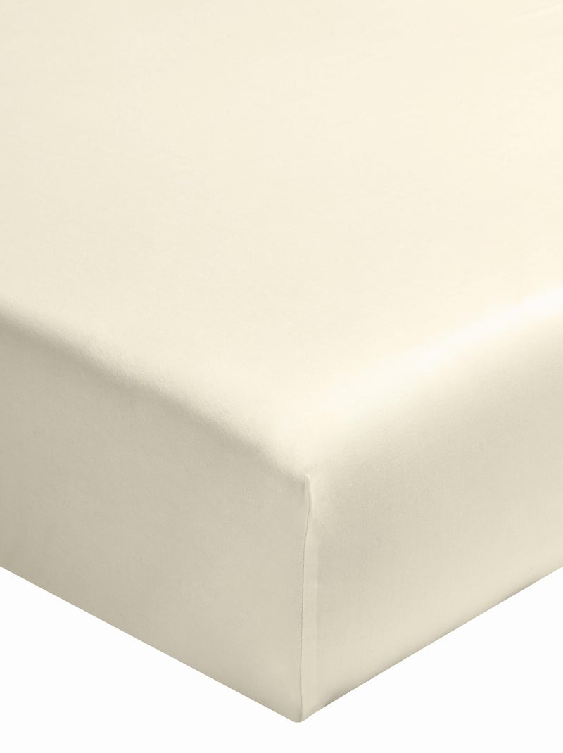 Drap housse uni en coton, bonnet de 24cm, Made in France, LES UNIS Blanc cassé - Kiabi