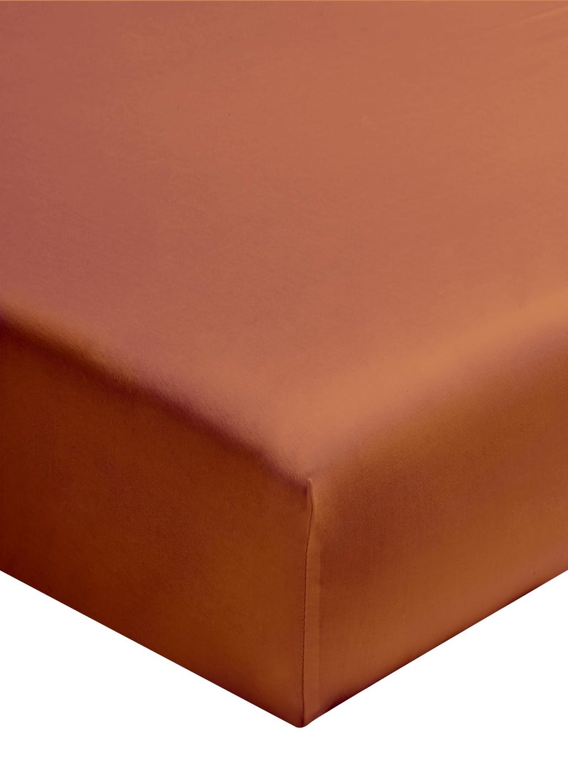 Drap housse uni en coton, bonnet de 24cm, Made in France, LES UNIS Rouge brique - Kiabi