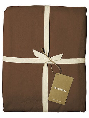 Drap-housse uni en coton, COTON LAVÉ