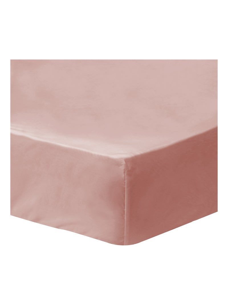 Drap-housse uni en coton, COTON LAVÉ Nude - Kiabi
