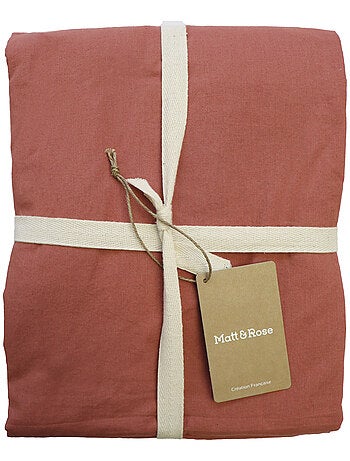 Drap-housse uni en coton, COTON LAVÉ