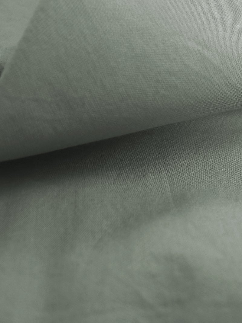 Drap-housse uni en coton, COTON LAVÉ Vert kaki clair - Kiabi