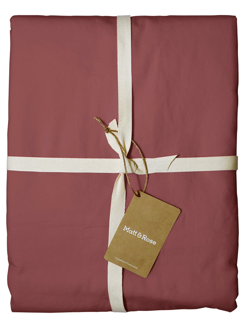 Drap-housse uni en coton, COTON LAVÉ Violet - Kiabi