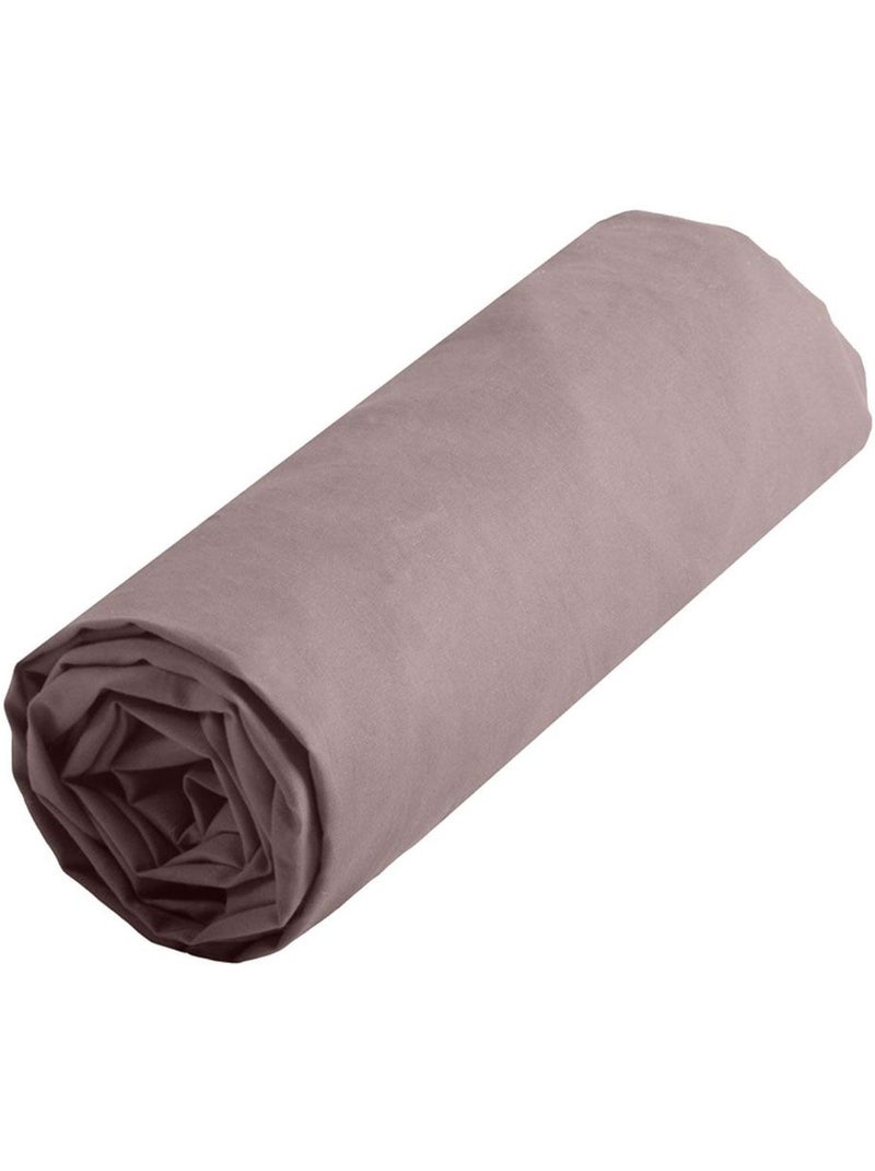 Drap housse uni en coton Taupe - Kiabi
