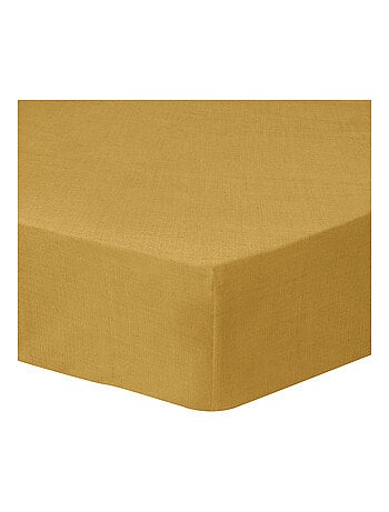 Drap-housse uni en lin, LIN LAVÉ