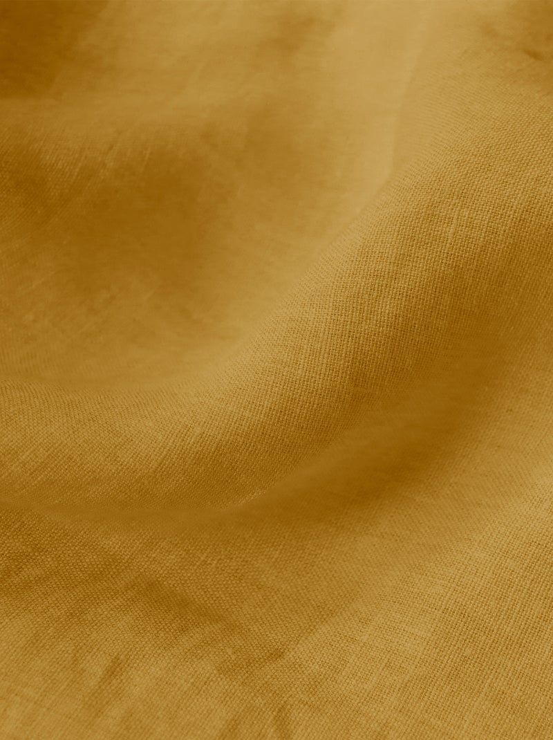 Drap-housse uni en lin, LIN LAVÉ Safran - Kiabi