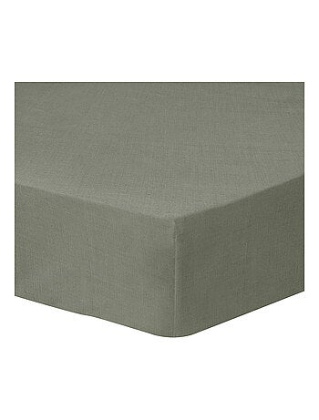 Drap-housse uni en lin, LIN LAVÉ