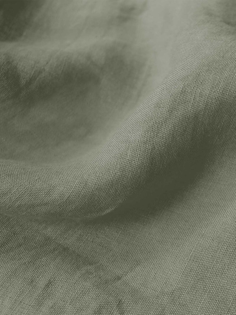 Drap-housse uni en lin, LIN LAVÉ Vert kaki clair - Kiabi