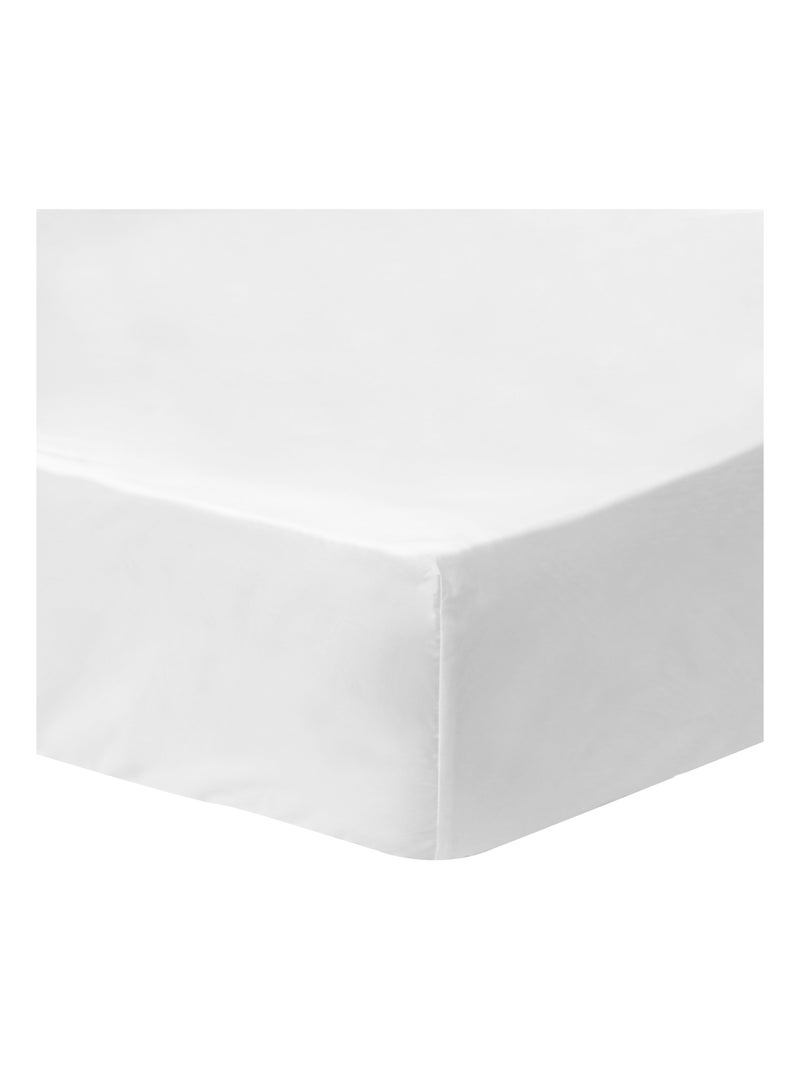 Drap-housse uni en percale, COTON BIO Craie - Kiabi