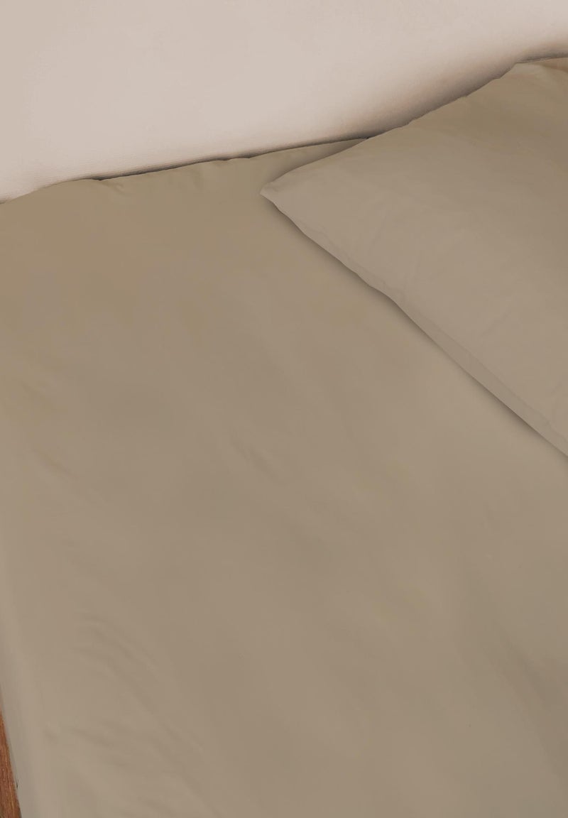 Drap-housse uni en percale, COTON BIO Taupe - Kiabi