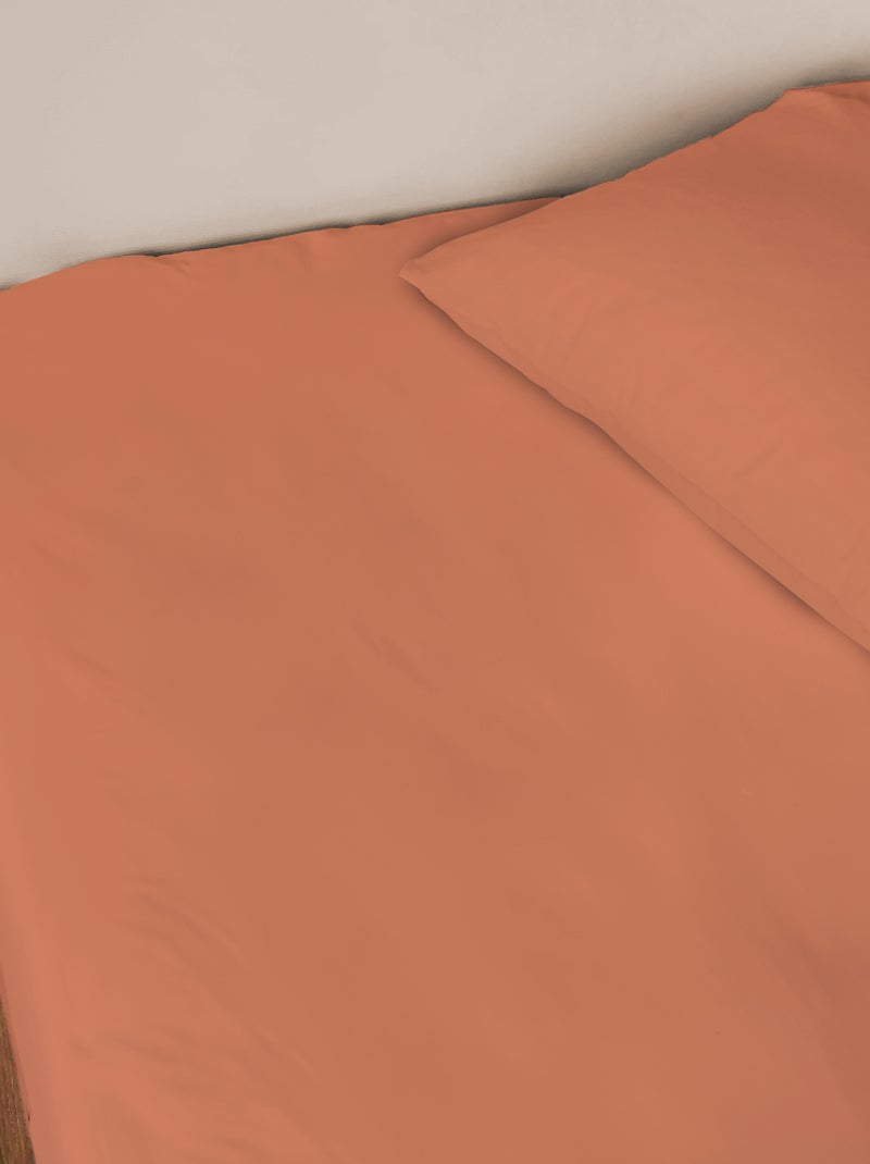 Drap-housse uni en percale, COTON BIO Terracotta - Kiabi
