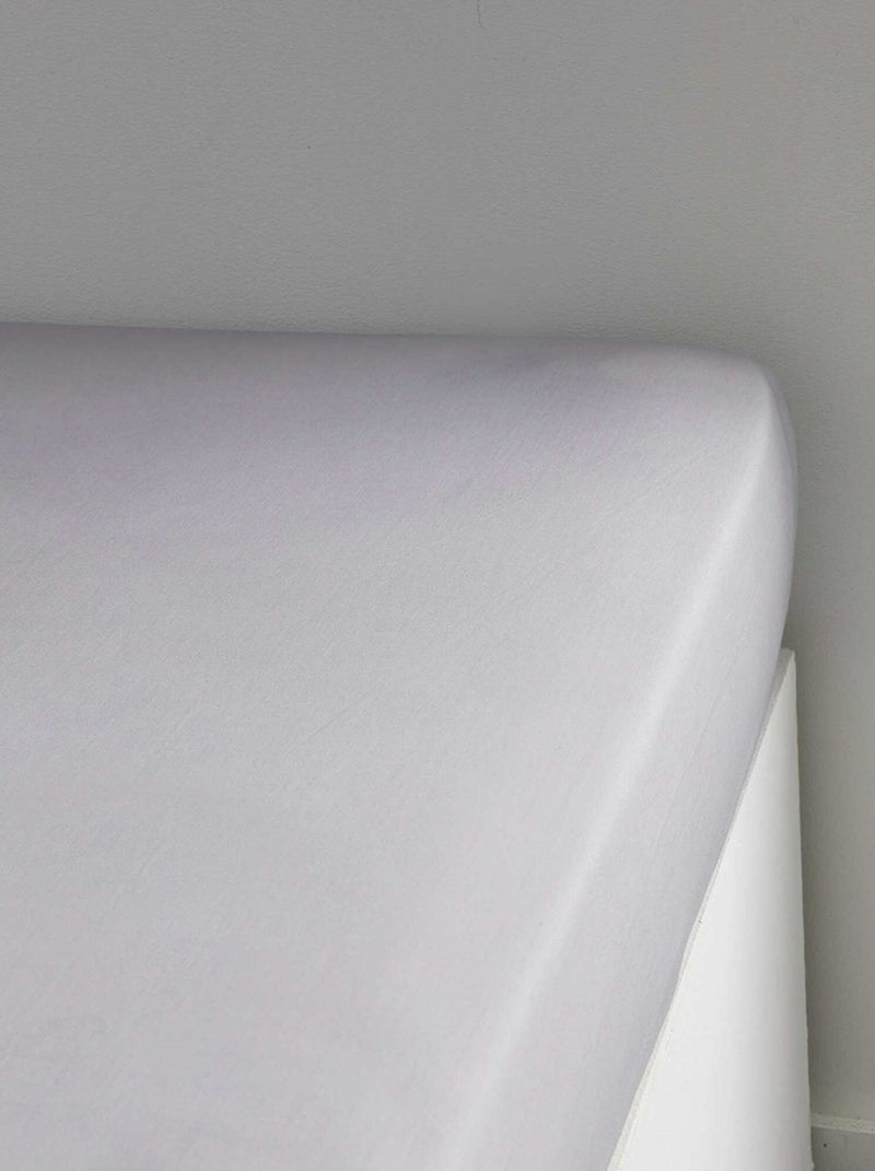 Drap housse uni en percale de coton Gris - Kiabi