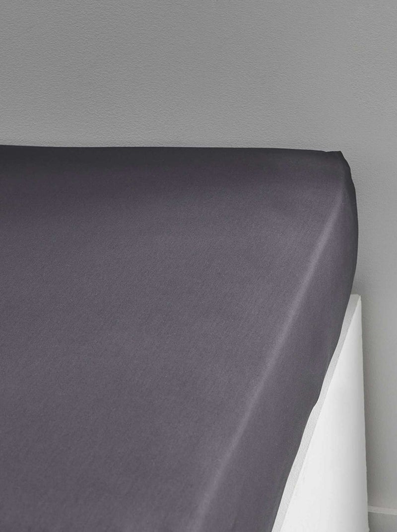Drap housse uni en percale de coton Noir - Kiabi