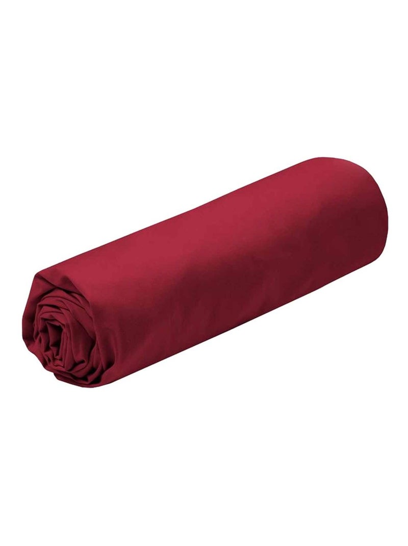 Drap housse uni en percale de coton Rouge - Kiabi