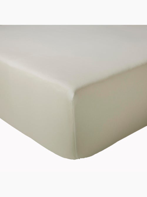 Drap-housse uni en satin de coton - Kiabi