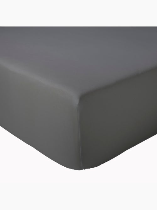 Drap-housse uni en satin de coton - Kiabi