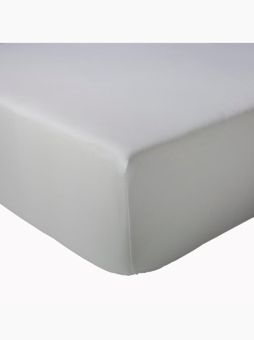 Drap-housse uni en satin de coton - Kiabi