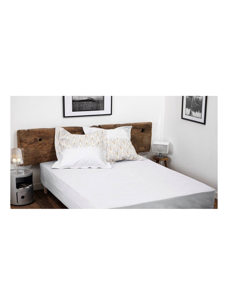 Drap housse uni percale de coton bonnet 30cm Blanc - Kiabi