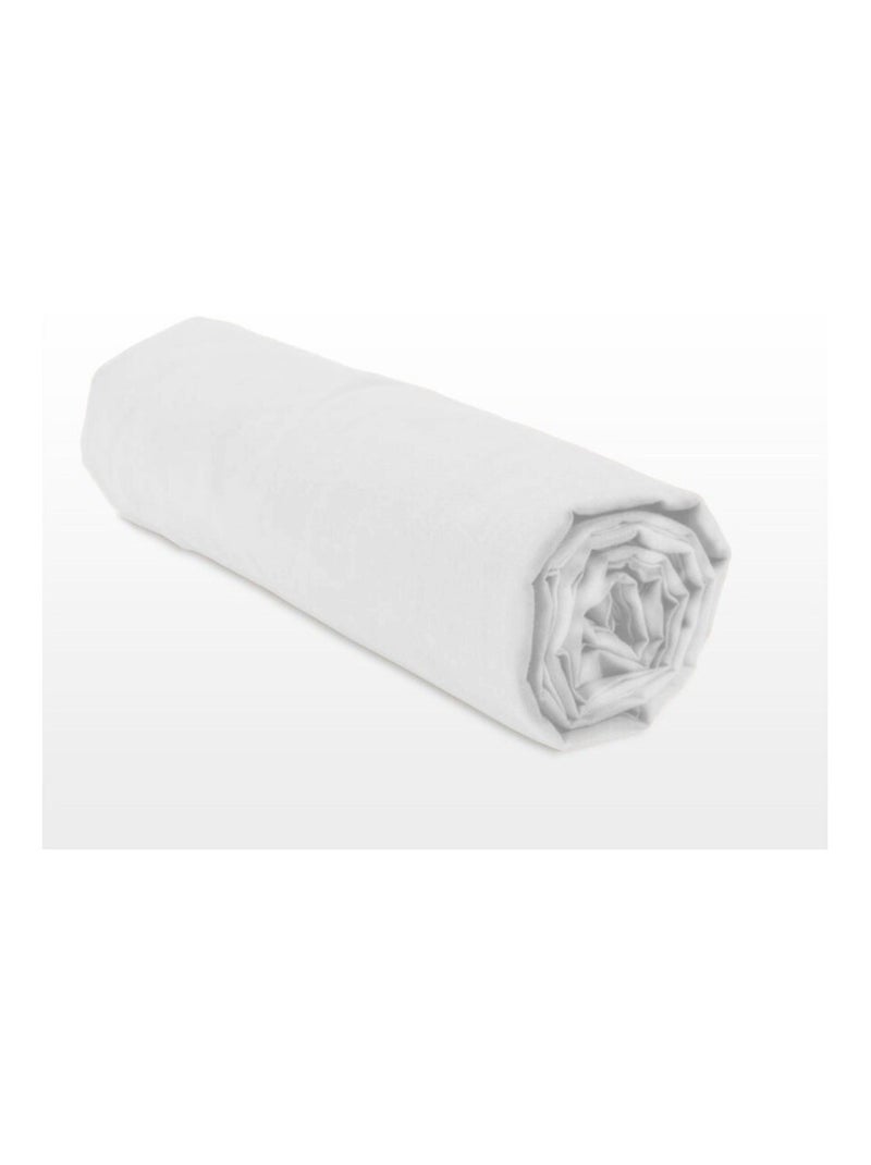Drap housse uni percale de coton bonnet 30cm Blanc - Kiabi