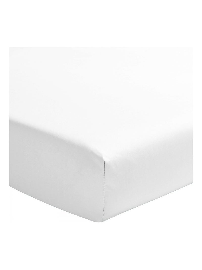 Drap housse uni percale de coton bonnet 30cm Blanc - Kiabi