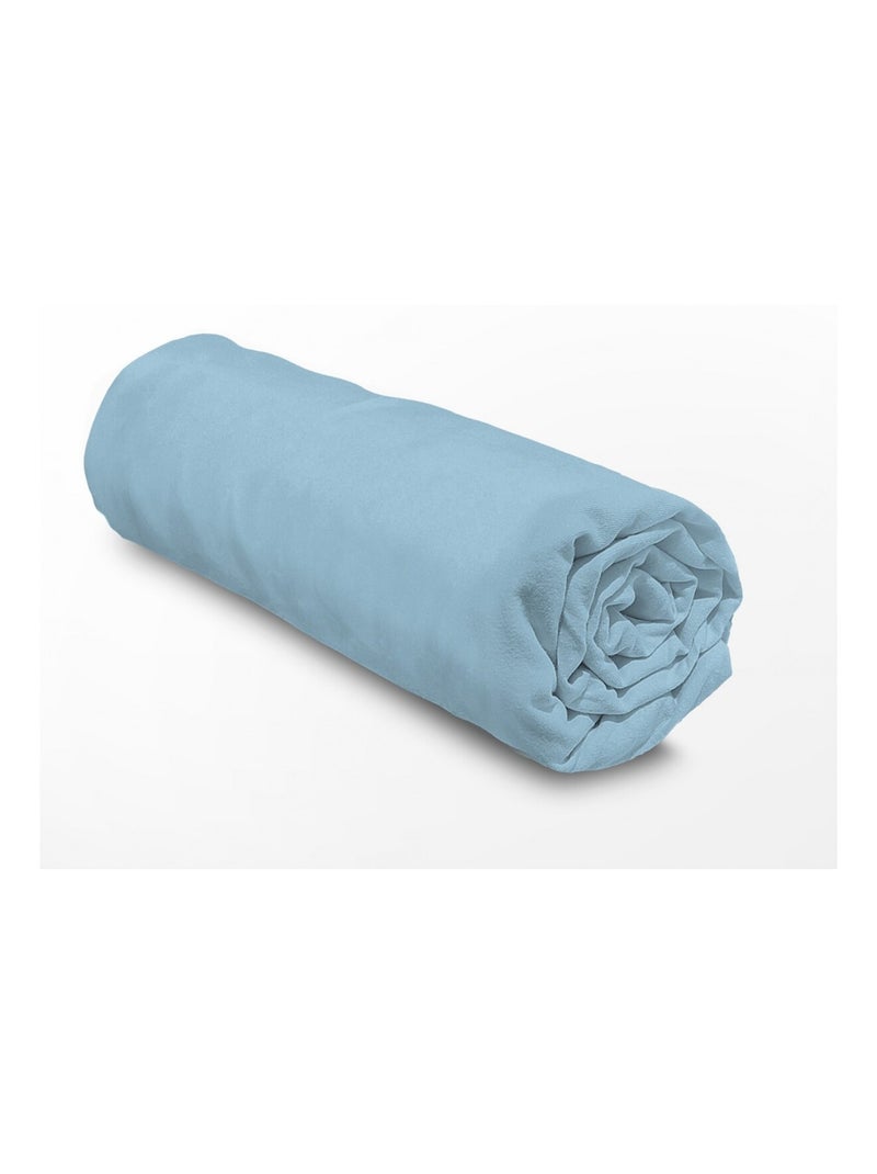 Drap housse uni percale de coton bonnet 30cm Bleu clair - Kiabi