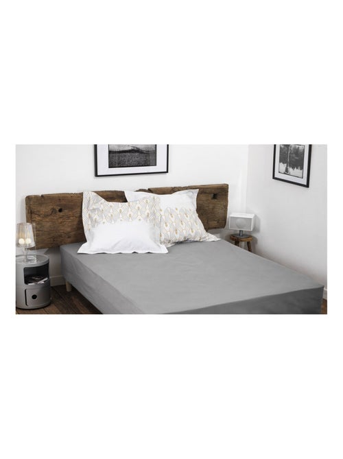 Drap housse uni percale de coton bonnet 30cm - Kiabi