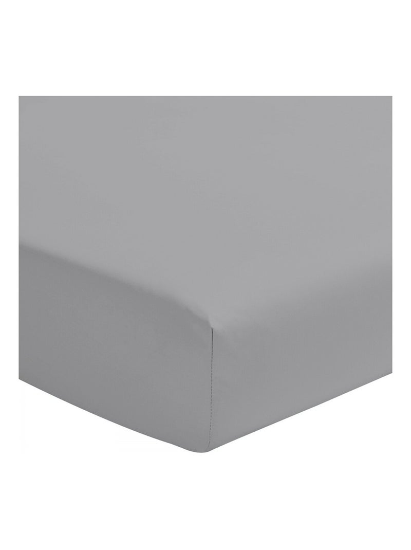 Drap housse uni percale de coton bonnet 30cm Gris clair - Kiabi