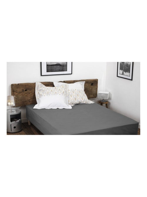 Drap housse uni percale de coton bonnet 30cm - Kiabi