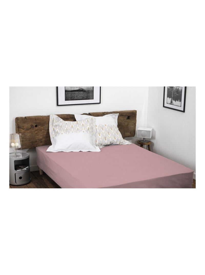 Drap housse uni percale de coton bonnet 30cm Rose - Kiabi
