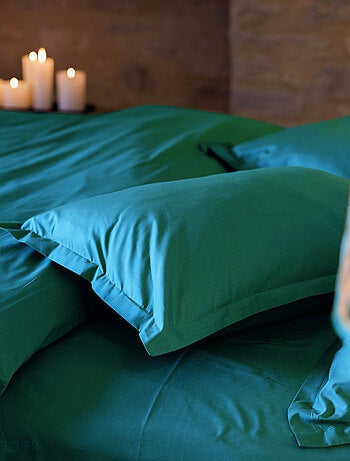 Drap housse uni percale de coton MANOIR Bonnet de 35 cm