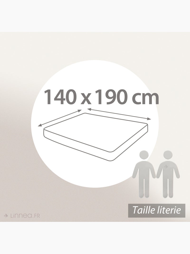 Drap housse uni percale de coton MANOIR Bonnet de 35 cm Bleu canard - Kiabi