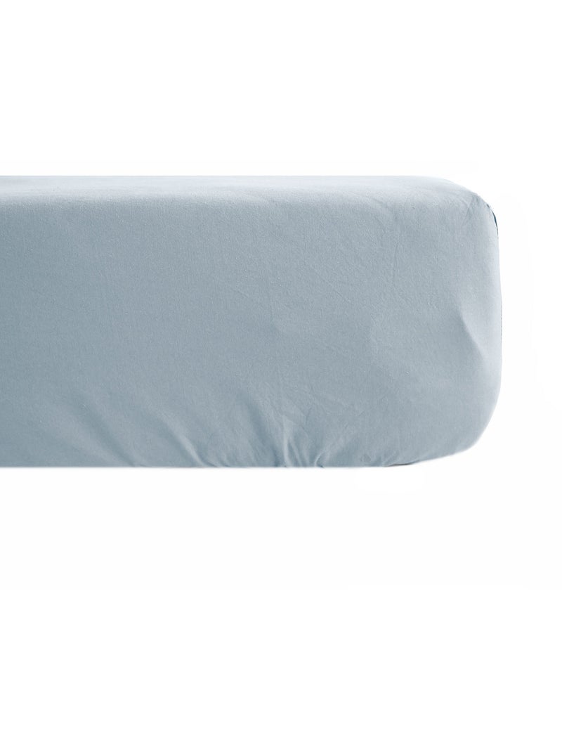 Drap housse uni percale de coton MANOIR Bonnet de 35 cm Bleu outremer - Kiabi