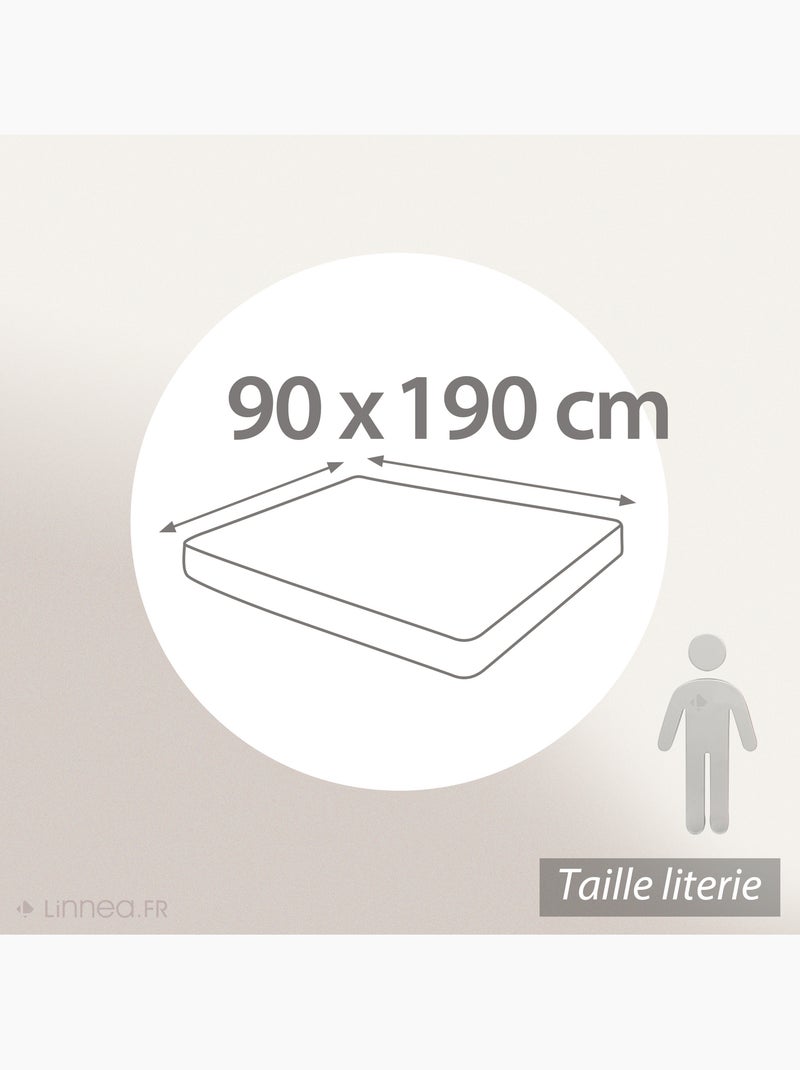 Drap housse uni percale de coton MANOIR Bonnet de 35 cm Bleu outremer - Kiabi