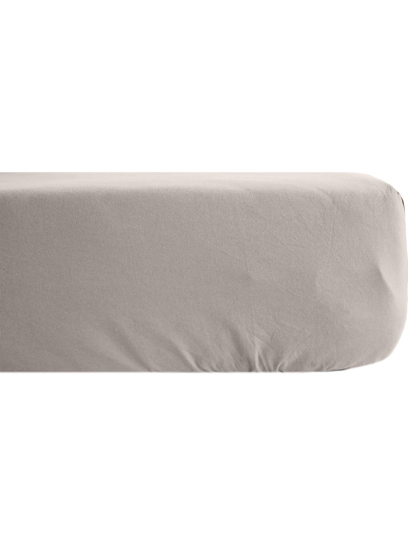 Drap housse uni percale de coton MANOIR Bonnet de 35 cm Gris moyen - Kiabi