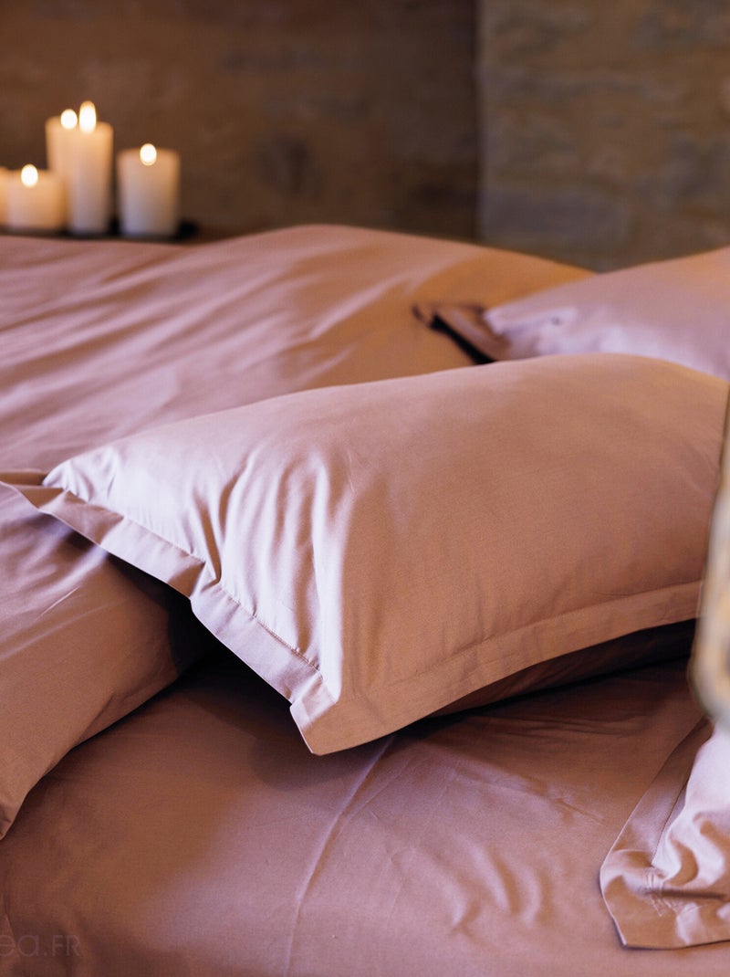 Drap housse uni percale de coton MANOIR Bonnet de 35 cm Rose - Kiabi