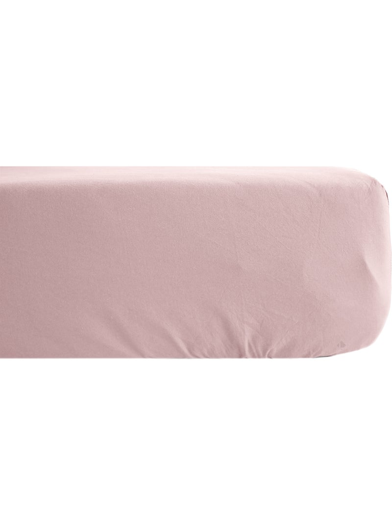 Drap housse uni percale de coton MANOIR Bonnet de 35 cm Rose - Kiabi