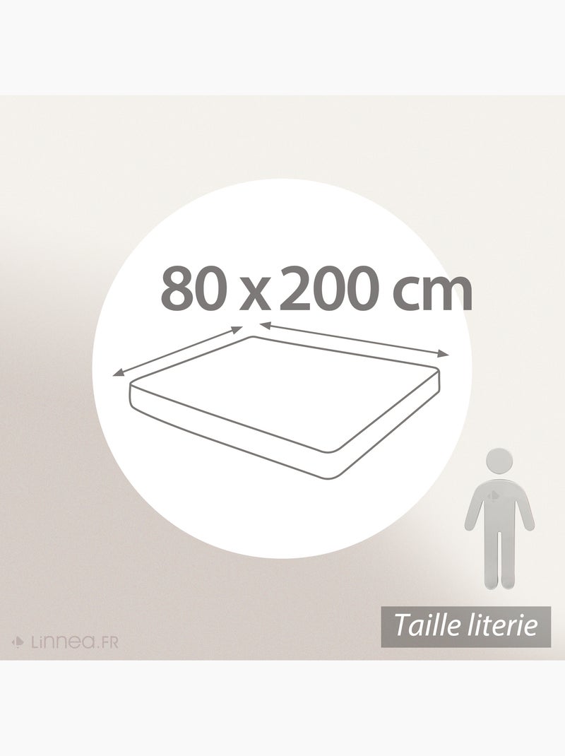 Drap housse uni percale de coton MANOIR Bonnet de 35 cm Vert tilleul - Kiabi