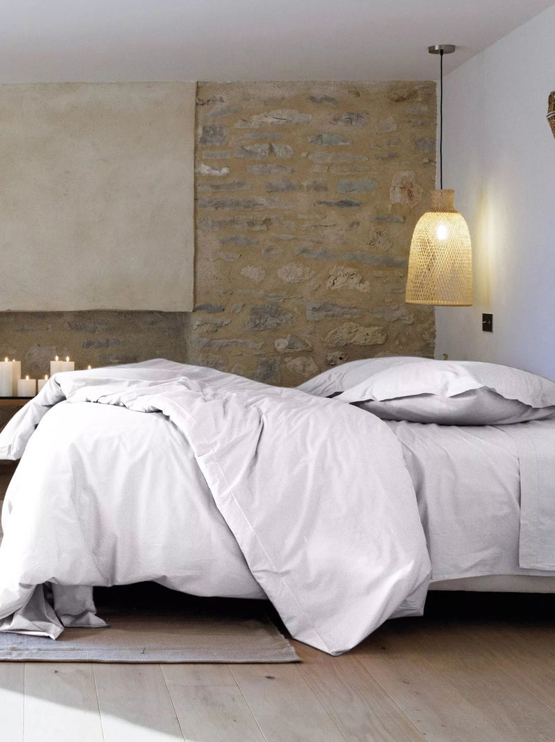 Drap housse uni percale de coton MANOIR Bonnet de 40 cm Gris perle - Kiabi