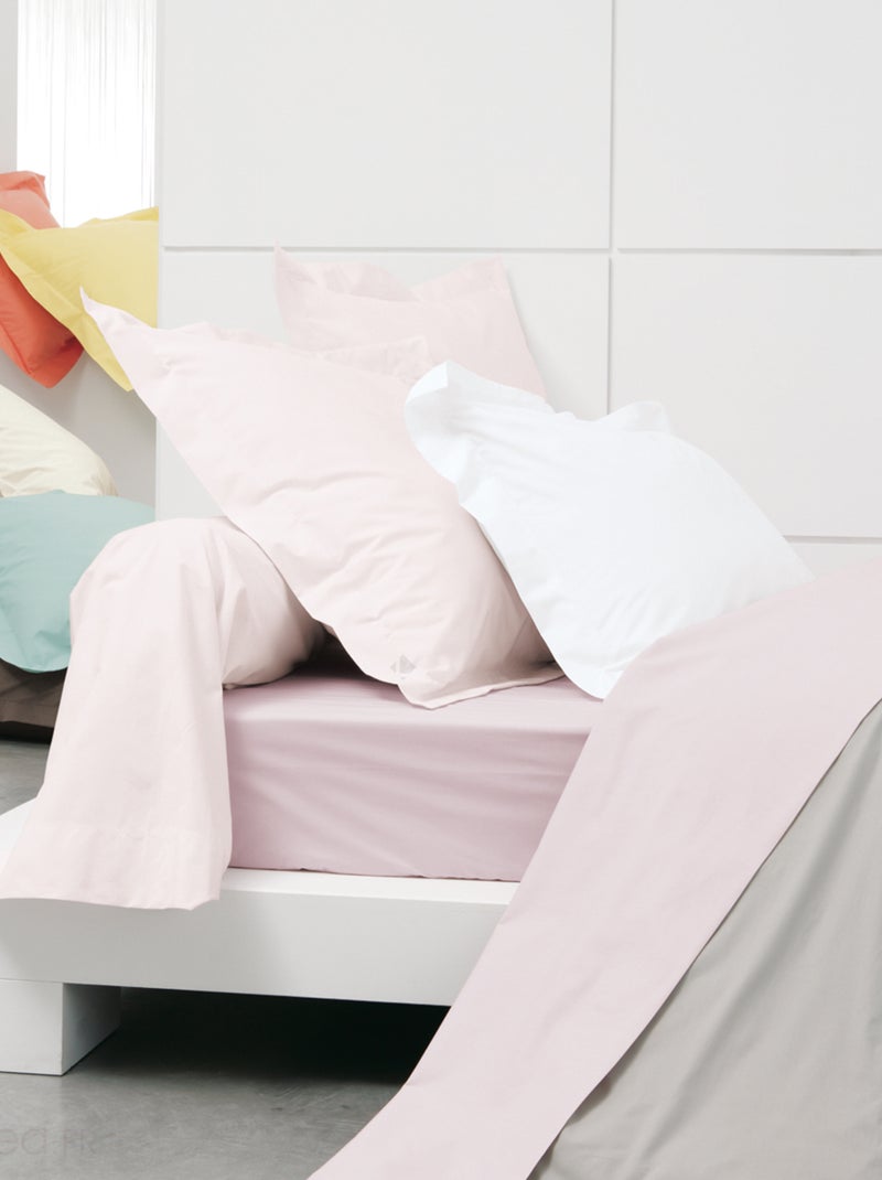 Drap housse uni percale PRIMO Bonnet de 40 cm Blanc - Kiabi