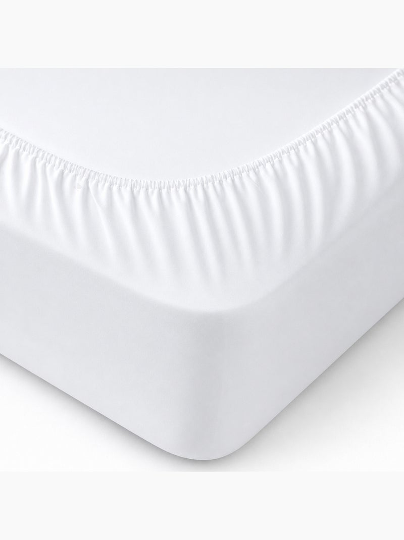 Drap housse uni percale PRIMO Bonnet de 50 cm Blanc - Kiabi